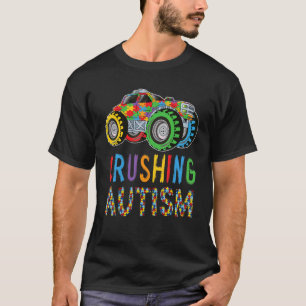 Camiseta Caminhão Monstro Esmagando Autismo Criança Autismo