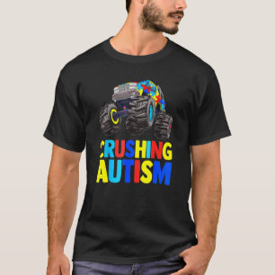 Camiseta Caminhão Monstro Esmagando Conscientização do Auti