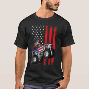 Camiseta Caminhão Monstro Infantil Bandeira Americana Menin