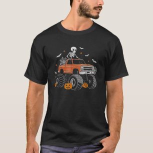 Camiseta Caminhão Monstro Meninos Crianças Esqueleto Hallow