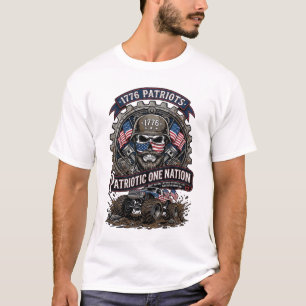 Camiseta Caminhão Monstro Patriótico 1776 Crânio Fuera de E