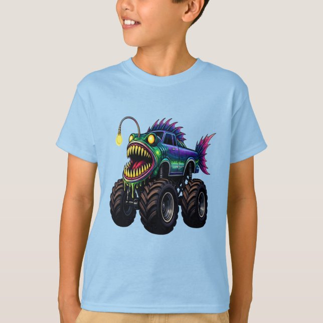 Camiseta Caminhão Monstro Peixe-Pescador (Frente)