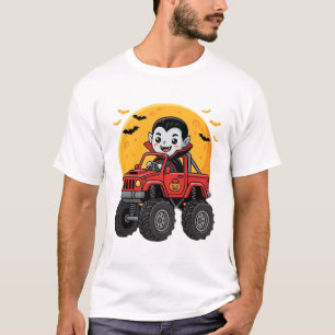 Camiseta Caminhão Monstro Vampiro de Halloween para Criança