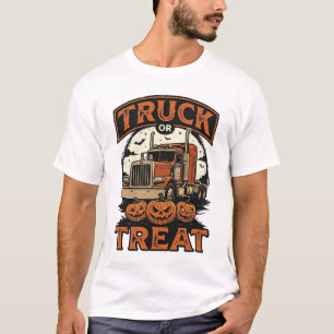 Camiseta Caminhão Ou Tratamento Halloween Abóbora Semi Cami