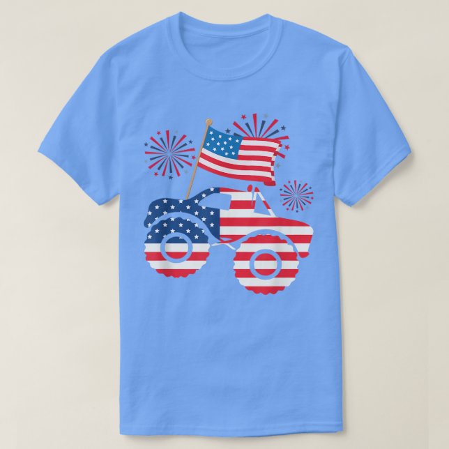 Camiseta Caminhão Patriótico Americano Monstro Americano 4  (Frente do Design)