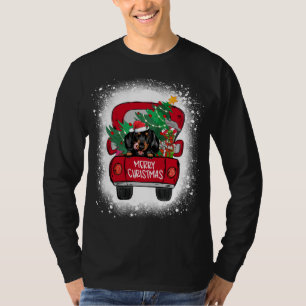 Camiseta Caminhão Vermelho Bonito Dachshund Feliz Natal San