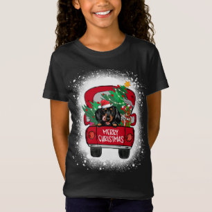 Camiseta Caminhão Vermelho Bonito Dachshund Feliz Natal San