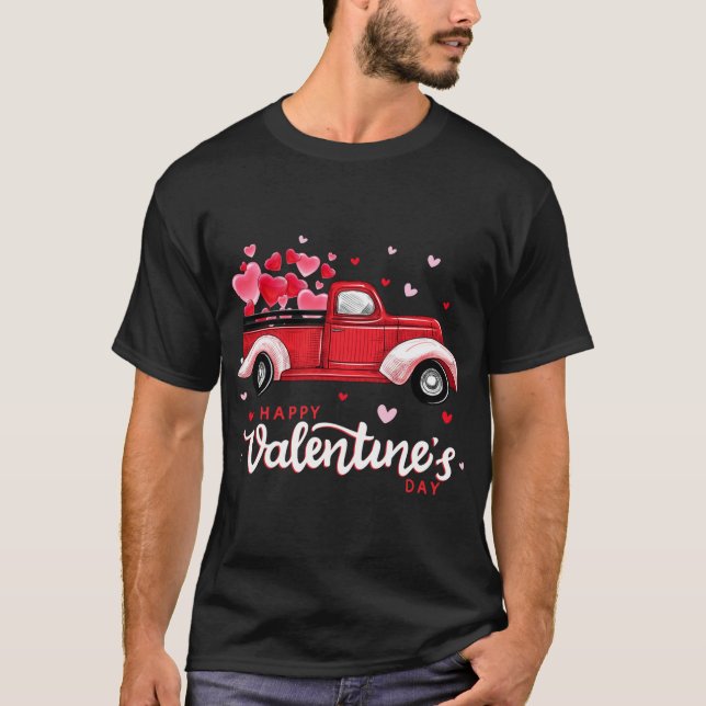 Camiseta Caminhão Vermelho com Feliz dia de os namorados de (Frente)