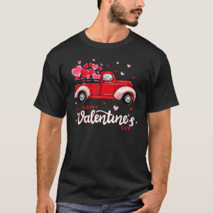 Camiseta Caminhão Vermelho Com Feliz dia de os namorados De