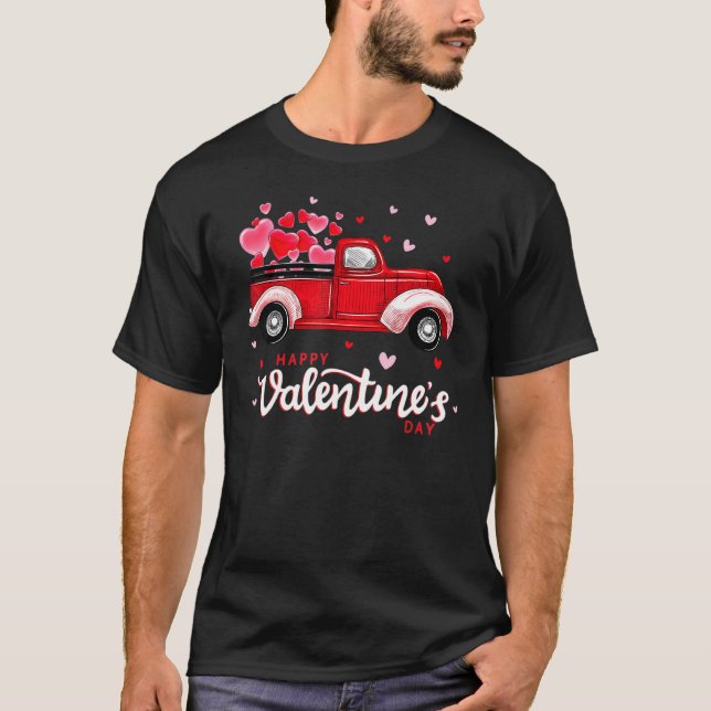 Camiseta Caminhão Vermelho Com Feliz dia de os namorados De (Frente)