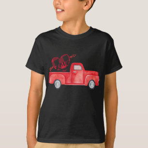 Camiseta Caminhão vermelho com seta cardíaca de xadrez de b