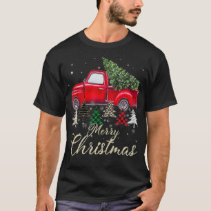 Camiseta Caminhão Vermelho Com Xadrez De Buffalo E Natal De