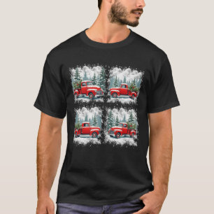 Camiseta Caminhão vermelho em neve Retro Clássico de invern