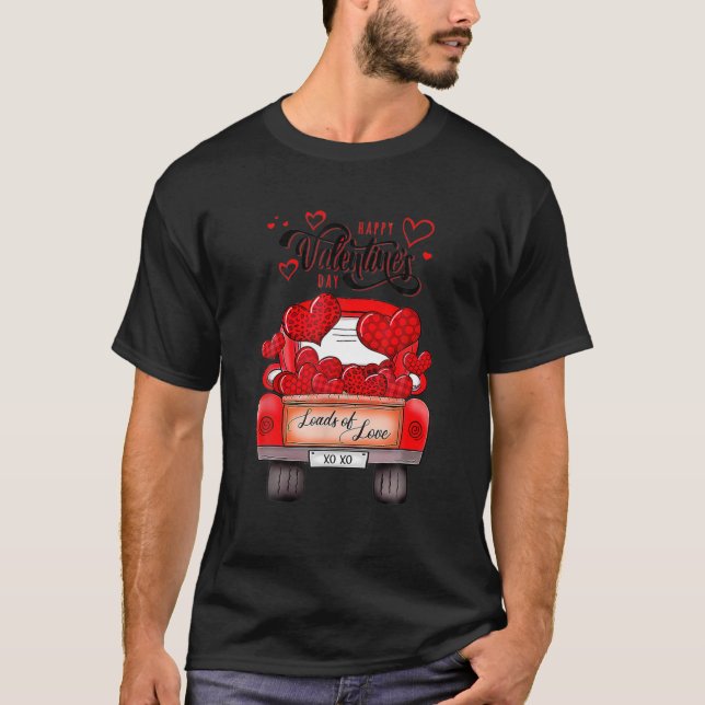 Camiseta Caminhão Vermelho feliz dia de os namorados com Co (Frente)
