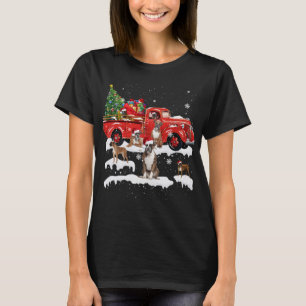 Camiseta Caminhão Vermelho Marcado Cachorro de Natal X mas 