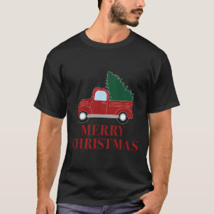 Camiseta Caminhão Vermelho Vintage com árvore de Natal
