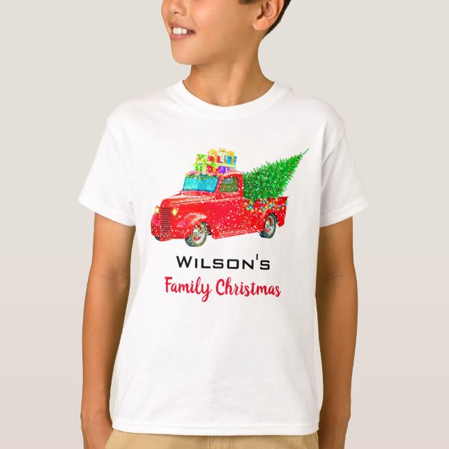 Camiseta Caminhão Vermelho Vintage de Natal (Frente)