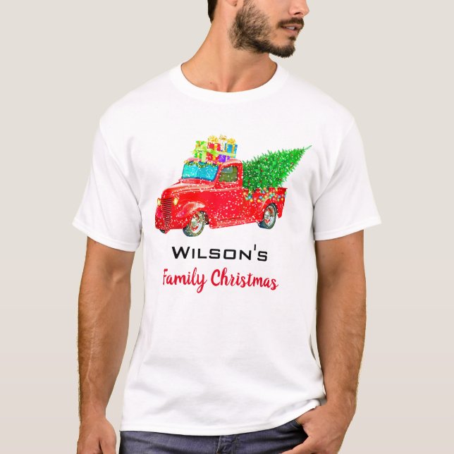 Camiseta Caminhão Vermelho Vintage de Natal (Frente)