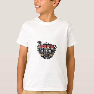 Camiseta Caminhão Vida Grunge Envelhecido Chrome Vermelho C