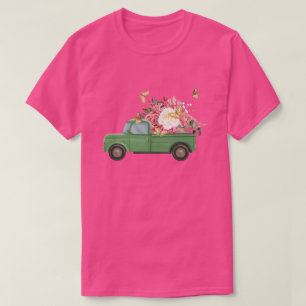 Camiseta Caminhão Vintage Verde Aguarela com Flores