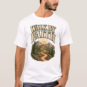 Camiseta Caminhar pela Fé Arte da Cruz do Nascer do Sol da
