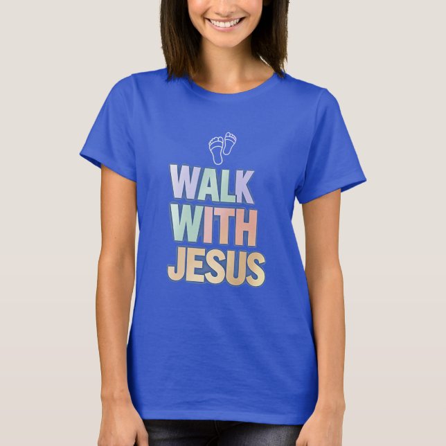 Camiseta Caminhe com Jesus Cristão Faith Pastel Graphic (Frente)