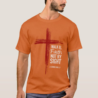 Camiseta Caminhe pela Fé Não pela Vista Cruz Cristã Bíblia