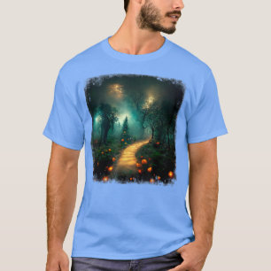 Camiseta Caminho da Floresta Mágica Luzes do Dia das Bruxas