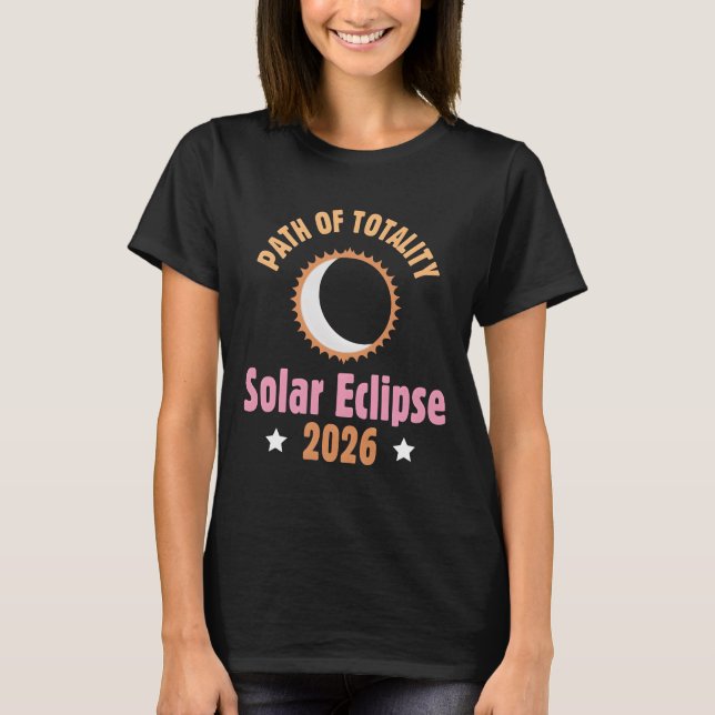 Camiseta Caminho da totalidade do eclipse solar de 2026  (Frente)