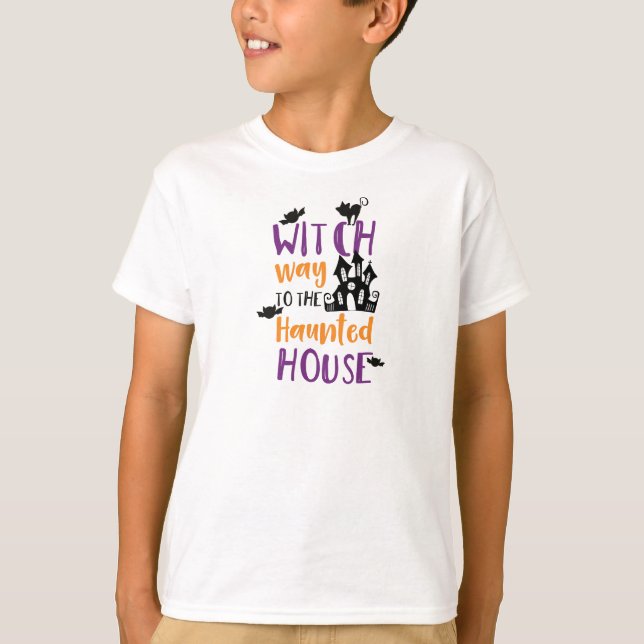 Camiseta Caminho De Bruxa Para A Casa Assombrada, Morcegos, (Frente)