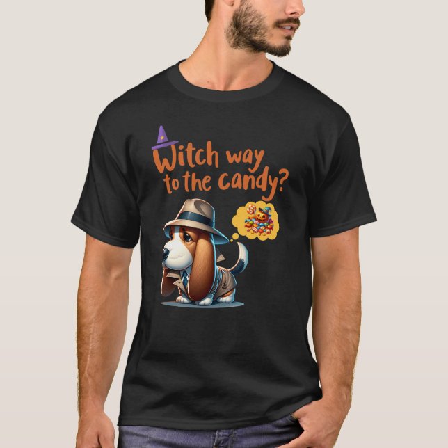 Camiseta Caminho de bruxa para o doce? Dia de as Bruxas eng (Frente)