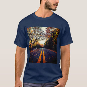 Camiseta Caminho de Outono com um Lobo – Conceito de Flores