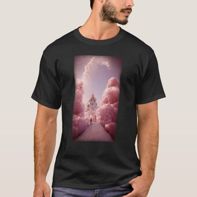Camiseta Caminho Para As Nuvens De Castelo De Cristal Rosa- (Frente)