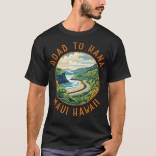 Camiseta Caminho para Hana Maui Havaí Círculo Envelhecido R