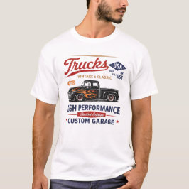 Camiseta Caminhões Antigos de Alta Performance Arte de Gara