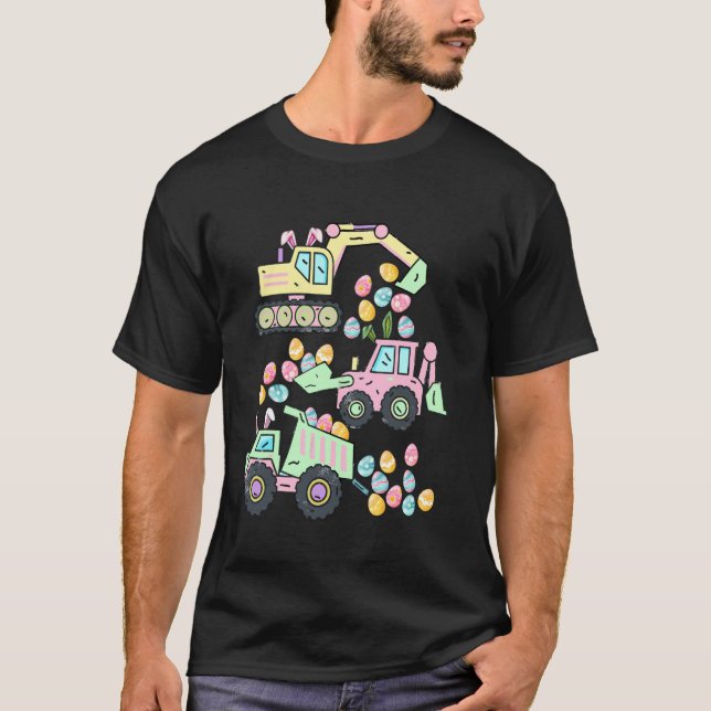 Camiseta Caminhões de Construção do Dia de Páscoa Presente  (Frente)