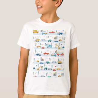 Camiseta Caminhões de Transporte e Automóveis Cutes Criança