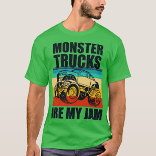 Camiseta Caminhões Monstros São O Meu Jam Vintage Retro Sun