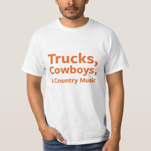 Camiseta Caminhões, vaqueiros e música country (Frente)