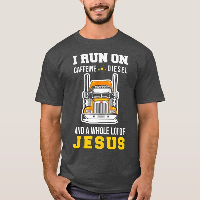 Camiseta Caminhoneiro Cafeine Diesel Jesus Caminhão (Frente)