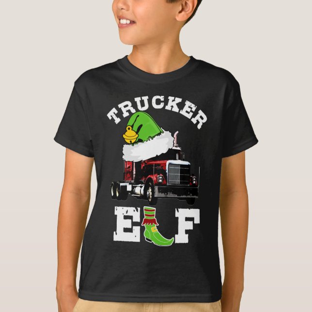 Camiseta Caminhoneiro Oferece Trilha de Trator de Roda Elf  (Frente)
