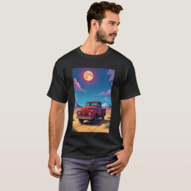 Camiseta Caminhonete Americana Clássica (Vintage Red Truck Graphic T-Shirt  100%  cotton unisex standard fit. )