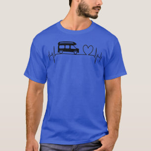 Camiseta Caminhonete Camper camping Ecg batimento cardíaco 
