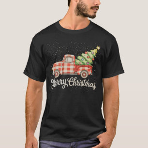 Camiseta Caminhonete Vermelha Xadrez Búfalo Natal Alegre