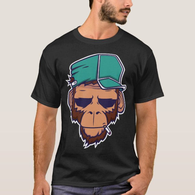 Camiseta Camioner mono with a cap and tobacco (Frente)