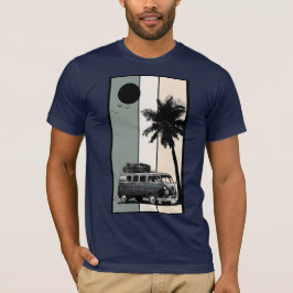 Camiseta Camionete Camper Vintage Retro Palma Praia Pôr do