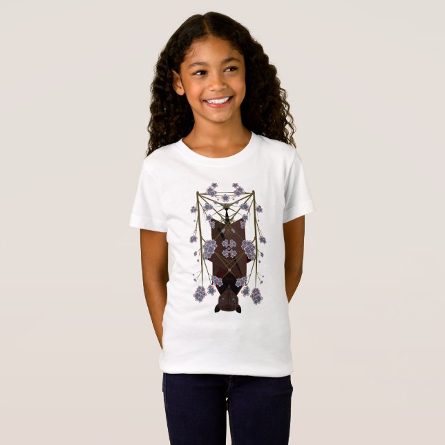 Camiseta Camisa-Ajustado fina das raparigas Raposa Voadora (Frente Completa)