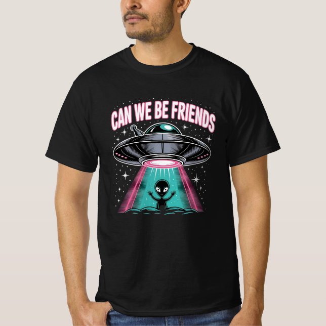 Camiseta Camisa-Alienígena Engraçada dos Amigos da OVNI (Frente)