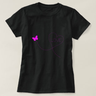 Camiseta Camisa-borboleta com coração - amor