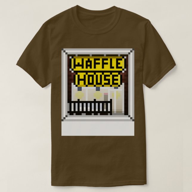 Camiseta Camisa-branca-borda-branca da Waffle House (Frente do Design)